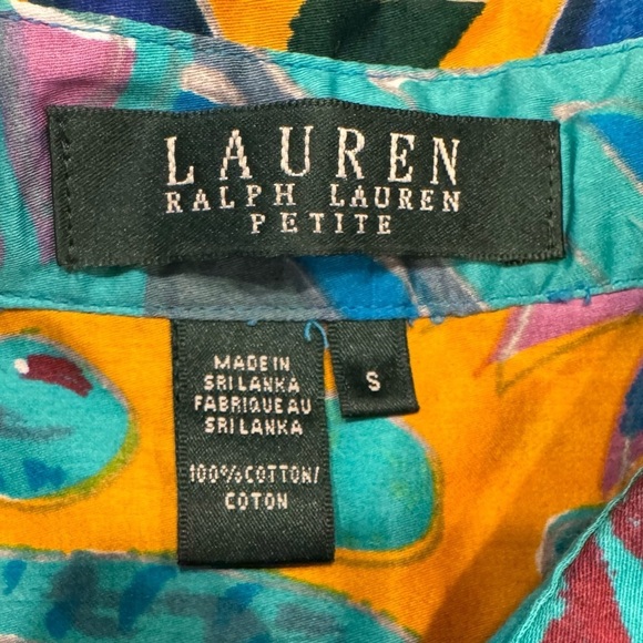 Ralph Lauren Colorful Abstract Artsy Bohemian Cotton Blouse Size Petite Small - Picture 6 of 9